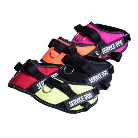 Szelki dla psa z uchwytem STRONG, odblaskowe, rozmiar M, napis SERVICE DOG