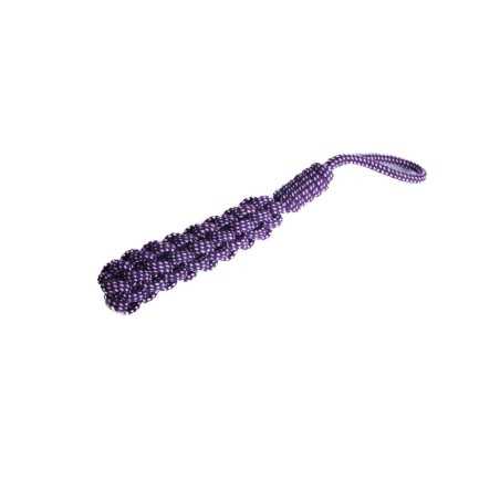 Fioletowy szarpak dla psa z uchwytem i sznurowym prętem do gryzienia, 32 cm