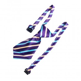 Krawat dla psa kota święta wesele fioletowy w paski obwód szyi 40cm
