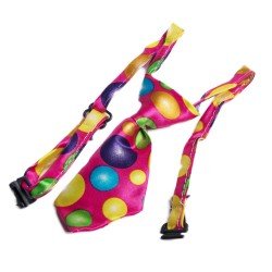 Krawat dla psa kota święta wesele różowy w grochy obwód 40cm