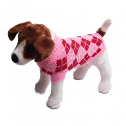 Ubranko sweterek dla małego psa na zimę różowy w romby