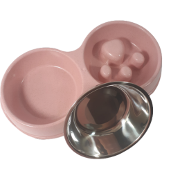 Zestaw różowa miska spowalniająca jedzenie dla psa + miska na wodę
