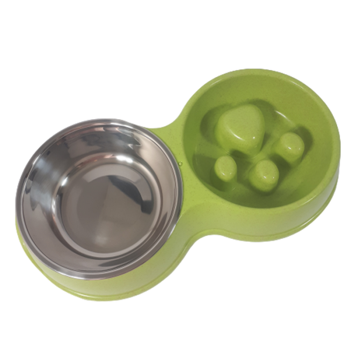 Zestaw zielona miska spowalniająca jedzenie dla psa + miska na wodę