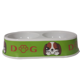 Podwójna miska DOG z pieskiem, widok z boku