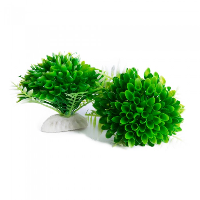 Zielone sztuczne rośliny na kamieniu dekoracja do akwarium 2 sztuki