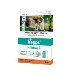 Herbal HAPPS krople na pchły i kleszcze dla średnich psów 10 - 20kg, zdjęcie 3