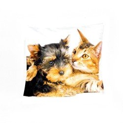 Poszewka z yorkiem i kotem na poduszkę jasiek 40 x 40 cm, zdjęcie 2