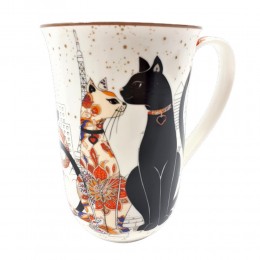 Wysoki kubek ceramiczny do herbaty kawy w koty KOT poj. 400ml