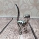Srebrna figurka kota / figurka dekoracyjna kot / srebrny kot H 15cm