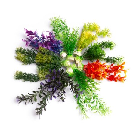 Komplet sztucznych roślin do akwarium 18 cm, 2 roślinki w różnych kolorach
