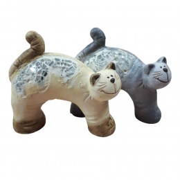 Dekoracyjna figurka kota na prezent / figurka kot z kawałkami szkła