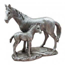 Srebrna figurka koni / figurka koń ze źrebakiem / figurka konia