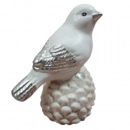 Zimowa figurka ptaszka na szyszce / dekoracja figurka ptaszek