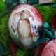 Decoupage bordowe jajka akrylowe zające gołębie komplet 5 sztuk