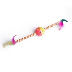 Hantel dla kota z piórkami i dzwoneczkiem, zabawka 3 w 1, 35 cm