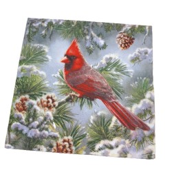 Mała serwetka do decoupage z kardynałem szkarłatnym na zimę i święta
