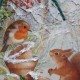 Decoupage zimowa bombka z ramka ażurową ptaszek rudzik wiewiórka