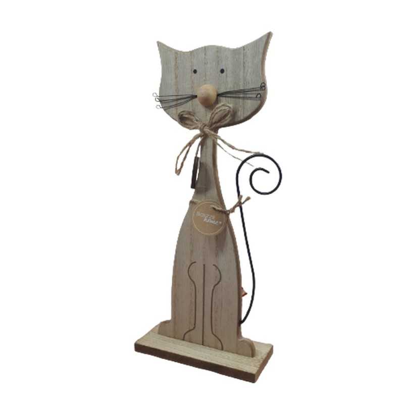 Figurka drewniana kot beżowy na podstawce, 31 cm, dekoracja na prezent Figurka drewniana kot beżowy na podstawce, 31 cm, dekoracja na prezent