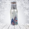 Piękna zimowa butelka zdobiona ręcznie metodą decoupage PINGWIN