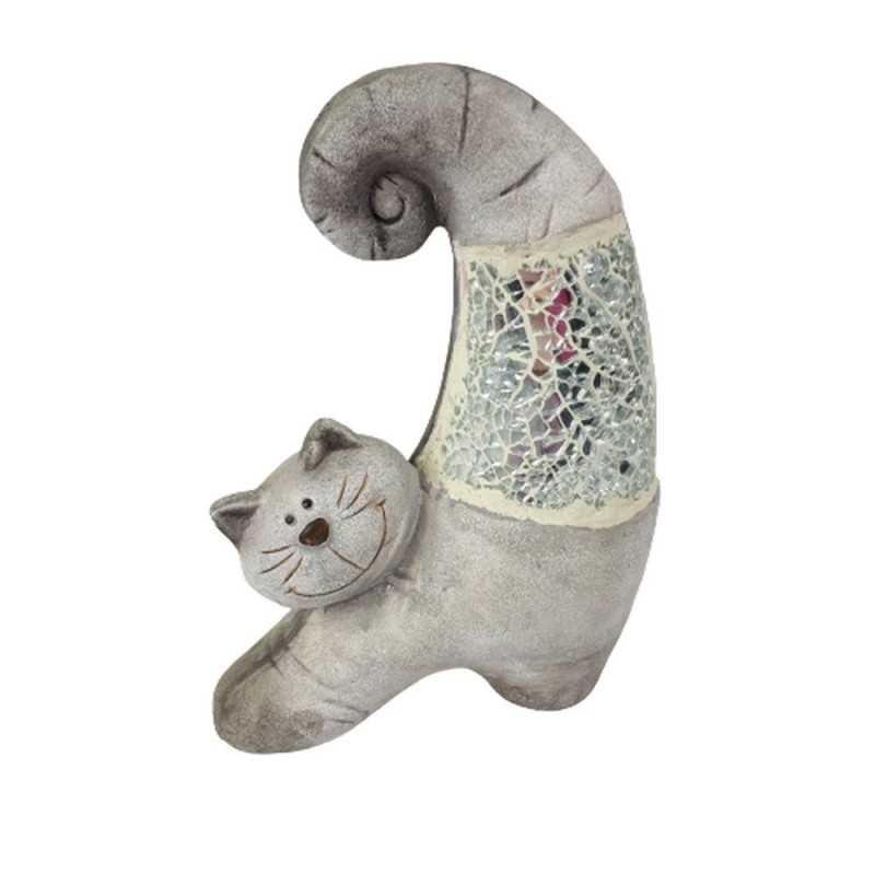 Figurka kota ze szkłem, elegancka dekoracja do domu, 16 x 22 x 7 cm Figurka kota ze szkłem, elegancka dekoracja do domu, 16 x 22 x 7 cm