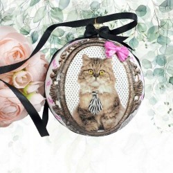 Bombka akrylowa z kotem brytyjskim decoupage 1 szt.