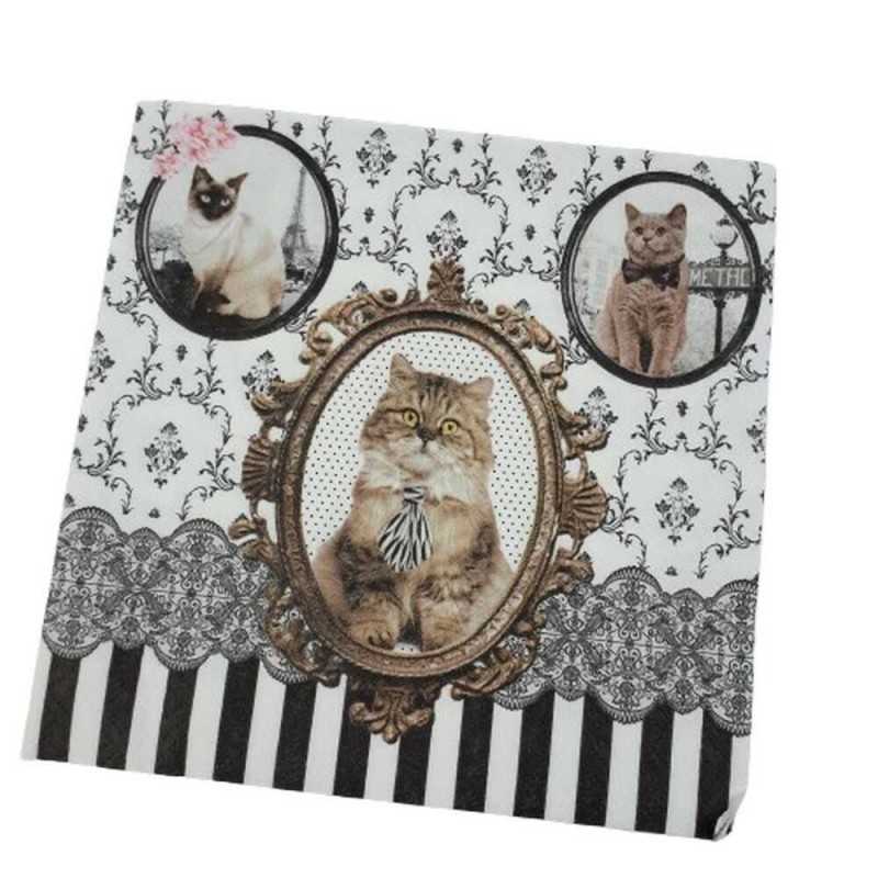 Serwetka do decoupage z kotem brytyjskim i syjamskim, 33x33 cm Serwetka do decoupage z kotem brytyjskim i syjamskim, 33x33 cm