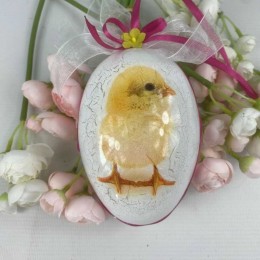 Rękodzieło decoupage jajko akrylowe w kurczaki dekoracja ozdoba