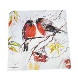 Serwetka Decoupage Zima Ptaki Gile i Jarzębina