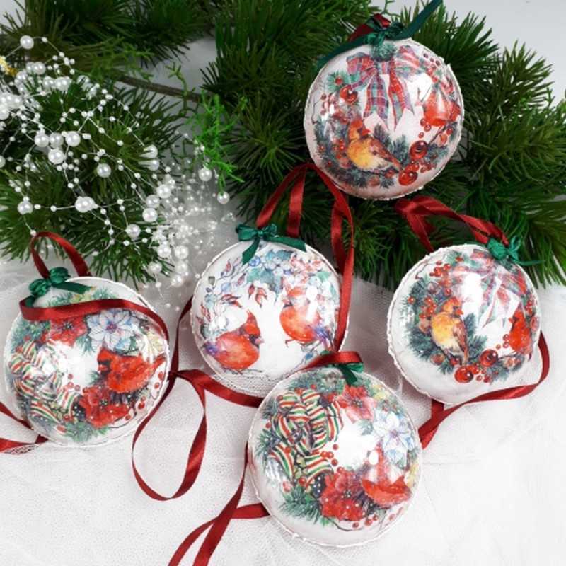 Bombki świąteczne ręcznie robione decoupage sprzedam ptaki kardynał Bombki świąteczne ręcznie robione decoupage sprzedam ptaki kardynał