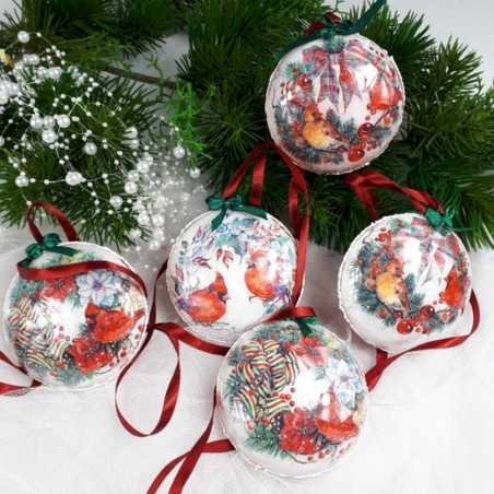 Bombki świąteczne ręcznie robione decoupage sprzedam ptaki kardynał Bombki świąteczne ręcznie robione decoupage sprzedam ptaki kardynał