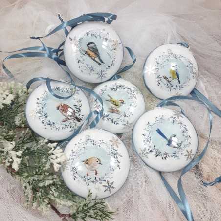 Świąteczne bombki decoupage sprzedam 6 sztuk PTAKI PTASZKI