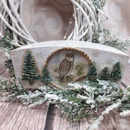 Drewniane pudełko decoupage ze zwierzętami leśnymi | ręcznie zdobiona skrzynka