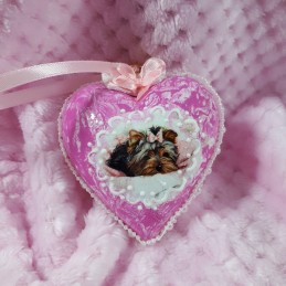 Bombka decoupage na sprzedaż serce z psem YORKSHIRE TERRIER, zdjęcie 3