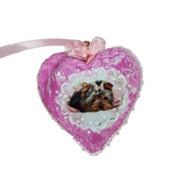 Bombka decoupage na sprzedaż serce z psem YORKSHIRE TERRIER, zdjęcie 4