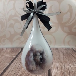 Bombka świąteczna łezka z motywem psa PUDLA / bombka decoupage pudel