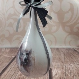 Bombka świąteczna łezka z motywem psa PUDLA / bombka decoupage pudel, zdjęcie 3