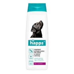 Butelka szamponu dla psa Happs do ciemnej sierści, przód