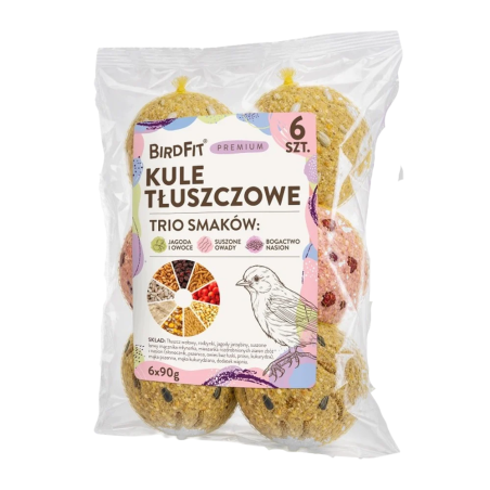 Kule tłuszczowe dla ptaków Birdfit 6 x 90 g