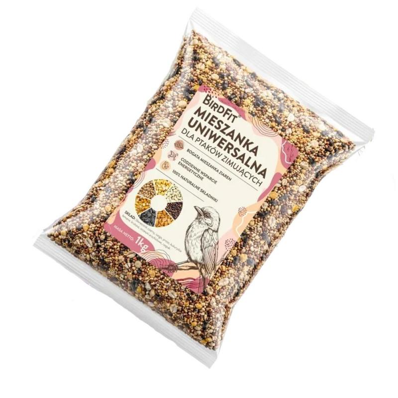 Karma dla ptaków BIRDFIT, uniwersalna mieszanka zbóż dla ptaków zimujących 1 kg Karma dla ptaków BIRDFIT, uniwersalna mieszanka zbóż dla ptaków zimujących 1 kg