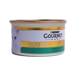 Puszka Gourmet Gold z królikiem, widok z boku