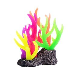 Sztuczna rafa koralowa do akwarium, duża fluorescencyjna ozdoba na kamieniu 16 cm