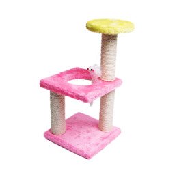 Różowy piętrowy drapak dla kota z myszką 41 cm