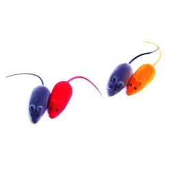 Piszczące myszki dla kota z zamszu i plastiku, 2 szt., 11 cm