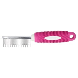 Metalowy grzebień jednostronny dla psa i kota, gumowa rączka, 19 cm, zdjęcie 3