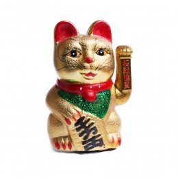 Złoty MANEKI NEKO japoński kot szczęścia bogactwa 20cm