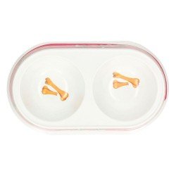 Mała plastikowa miska podwójna dla psa kota w pieski, zdjęcie 3