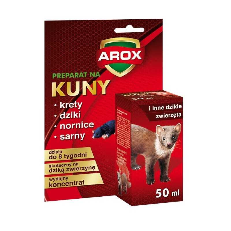 Odstraszacz kun Arox do ogrodu, preparat na kuny i inne dzikie zwierzęta 50 ml Odstraszacz kun Arox do ogrodu, preparat na kuny i inne dzikie zwierzęta 50 ml