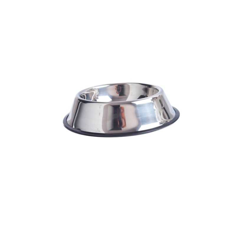 Miska metalowa dla psa 300 ml na gumie antypoślizgowej, stal nierdzewna, 18 cm Miska metalowa dla psa 300 ml na gumie antypoślizgowej, stal nierdzewna, 18 cm