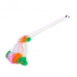 Kolorowa wędka z piórkami na sprężynce zabawka dla kota 70 cm