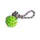 zielona zabawka dla psa piłka na sznurku do aportowania